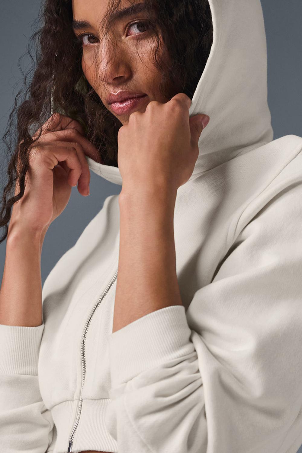 Sudadera con Capucha Alo Yoga Sweet Escape Zip Up Mujer Ivory | España  OJVD-63750