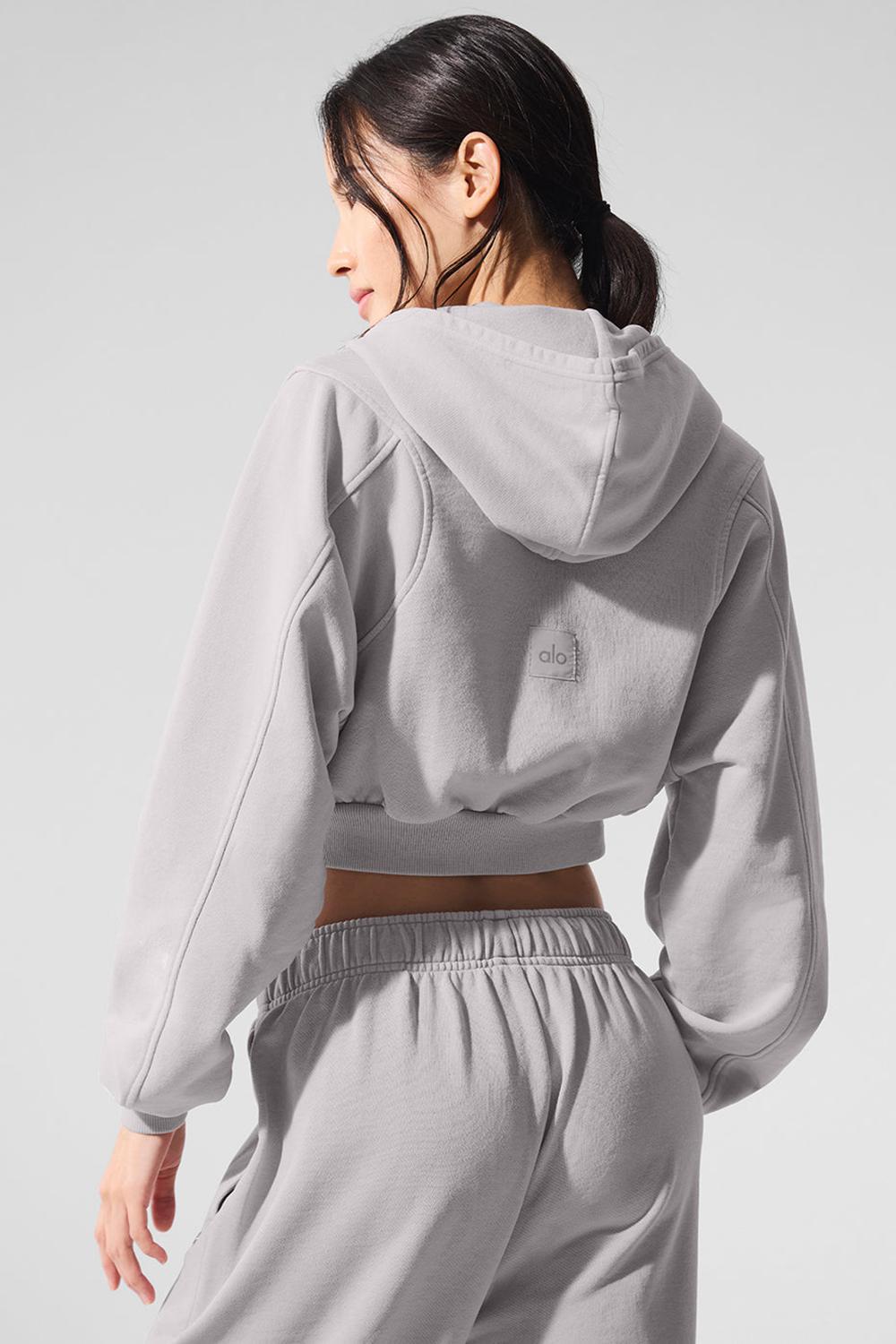 Sudadera con Capucha Alo Yoga Washed Sweet Escape Zip Up Mujer Gris Azules | España  LTGB-08649