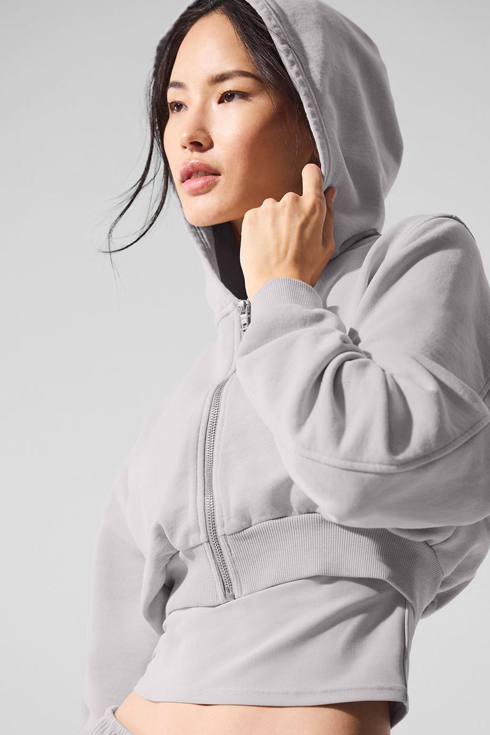 Sudadera con Capucha Alo Yoga Washed Sweet Escape Zip Up Mujer Gris Azules | España  LTGB-08649