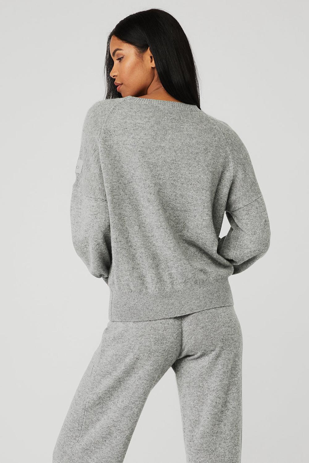 Sudaderas Alo Yoga Cashmere Jet Set Crew Mujer Gris | España  OJPK-87964