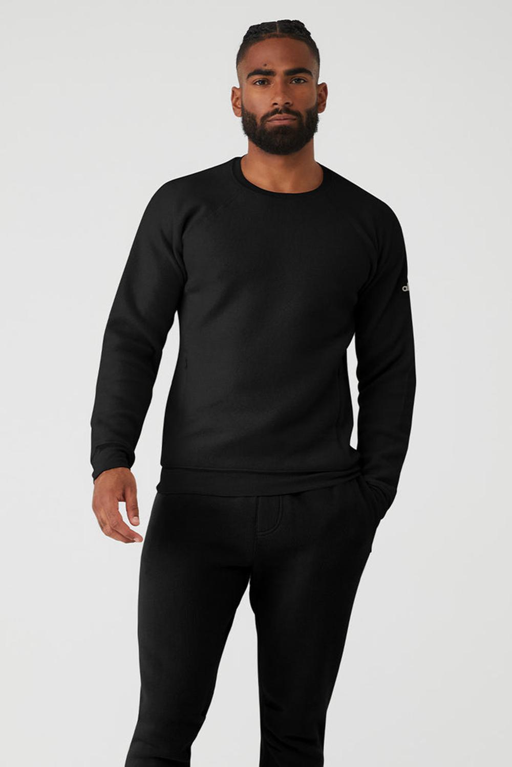 Sudaderas Alo Yoga Triumph Crew Neck Hombre Negras | España  TSFB-59601