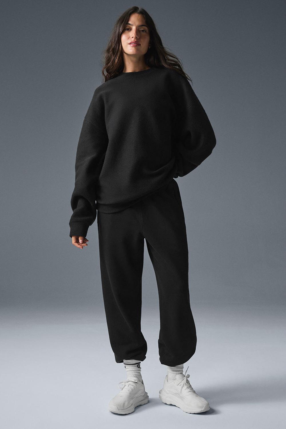Sudaderas Alo Yoga Triumph Restore Crew Neck Mujer Negras | España  JRAW-69230