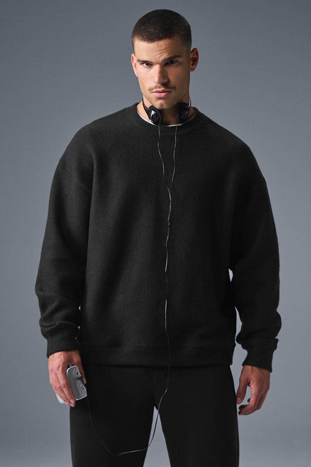 Sudaderas Alo Yoga Triumph Restore Crew Neck Hombre Negras | España  QYBO-51046