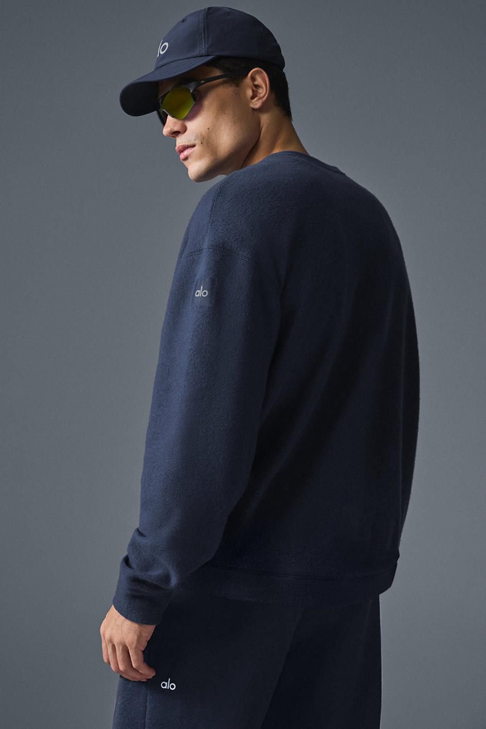 Sudaderas Alo Yoga Triumph Restore Crew Neck Hombre Azul Marino | España  XRZM-82530