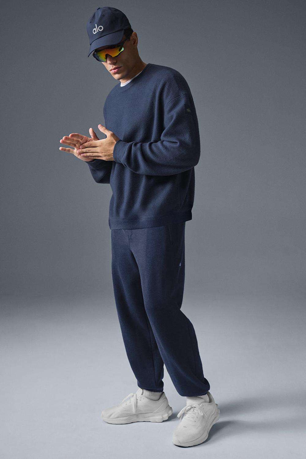 Sudaderas Alo Yoga Triumph Restore Crew Neck Hombre Azul Marino | España  XRZM-82530