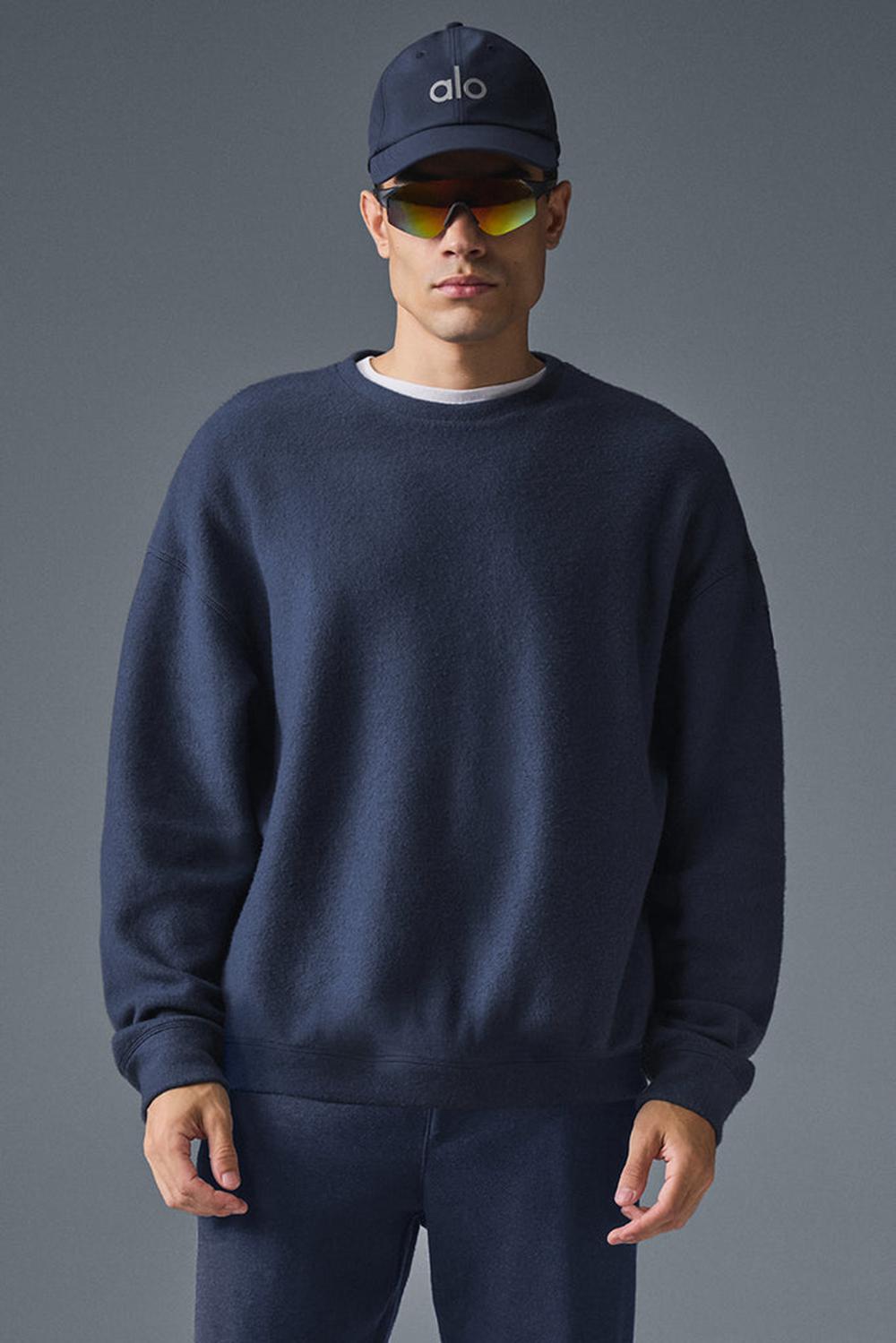 Sudaderas Alo Yoga Triumph Restore Crew Neck Hombre Azul Marino | España  XRZM-82530