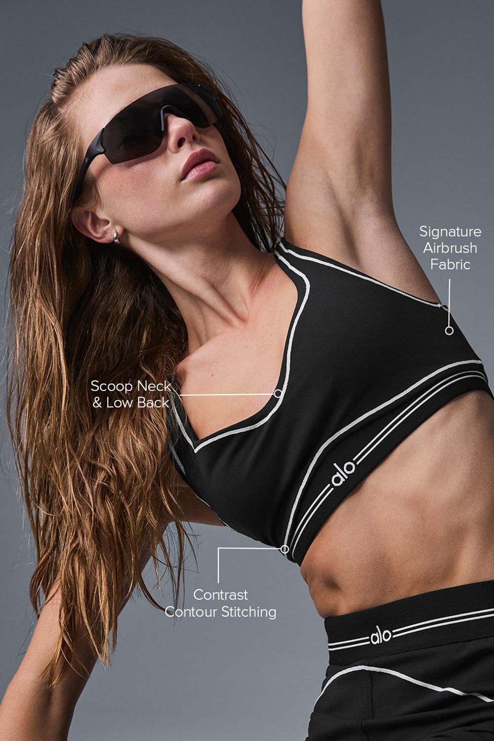 Sujetador Deportivo Alo Yoga Airbrush Heart Throb Mujer Negras Blancas | España  UPNC-53906
