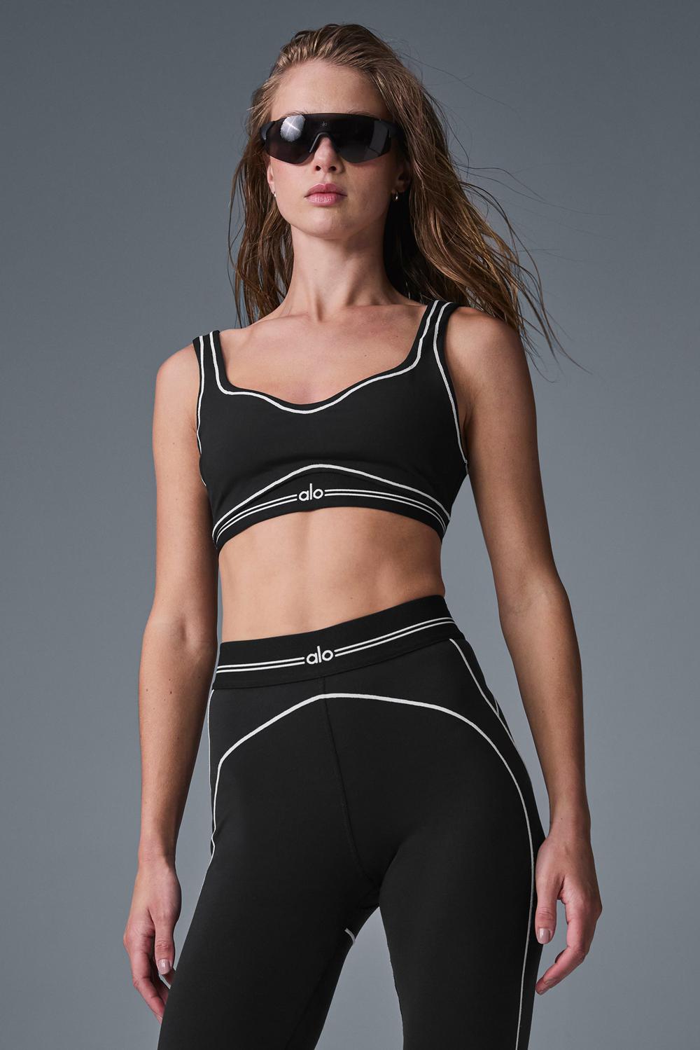 Sujetador Deportivo Alo Yoga Airbrush Heart Throb Mujer Negras Blancas | España  UPNC-53906