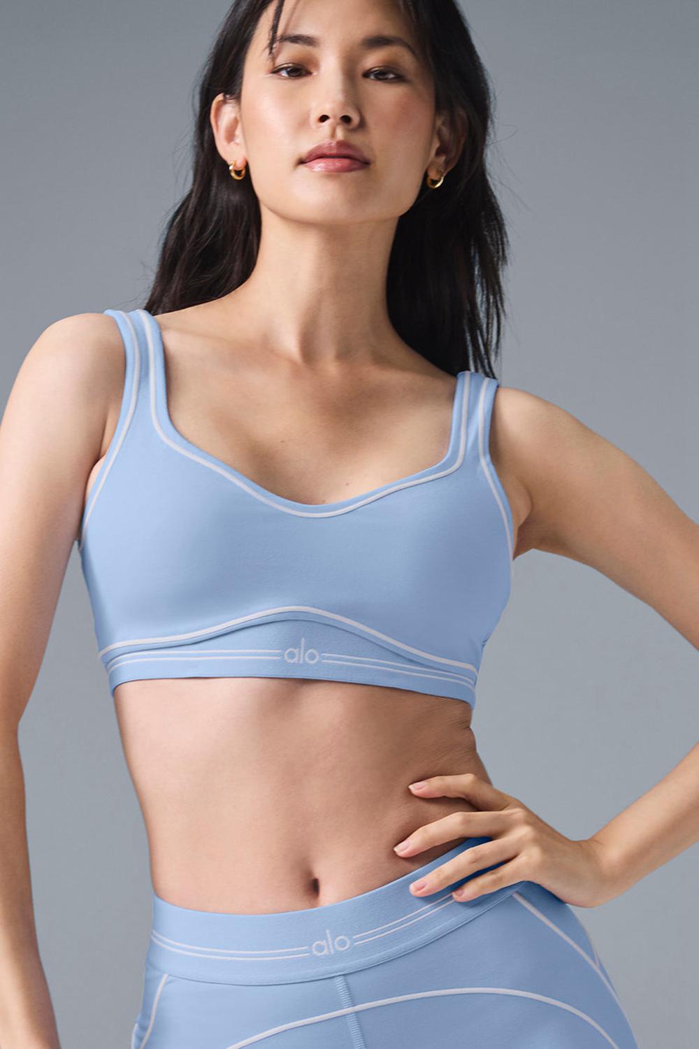 Sujetador Deportivo Alo Yoga Airbrush Heart Throb Mujer Azules Blancas | España  ZRSA-40187