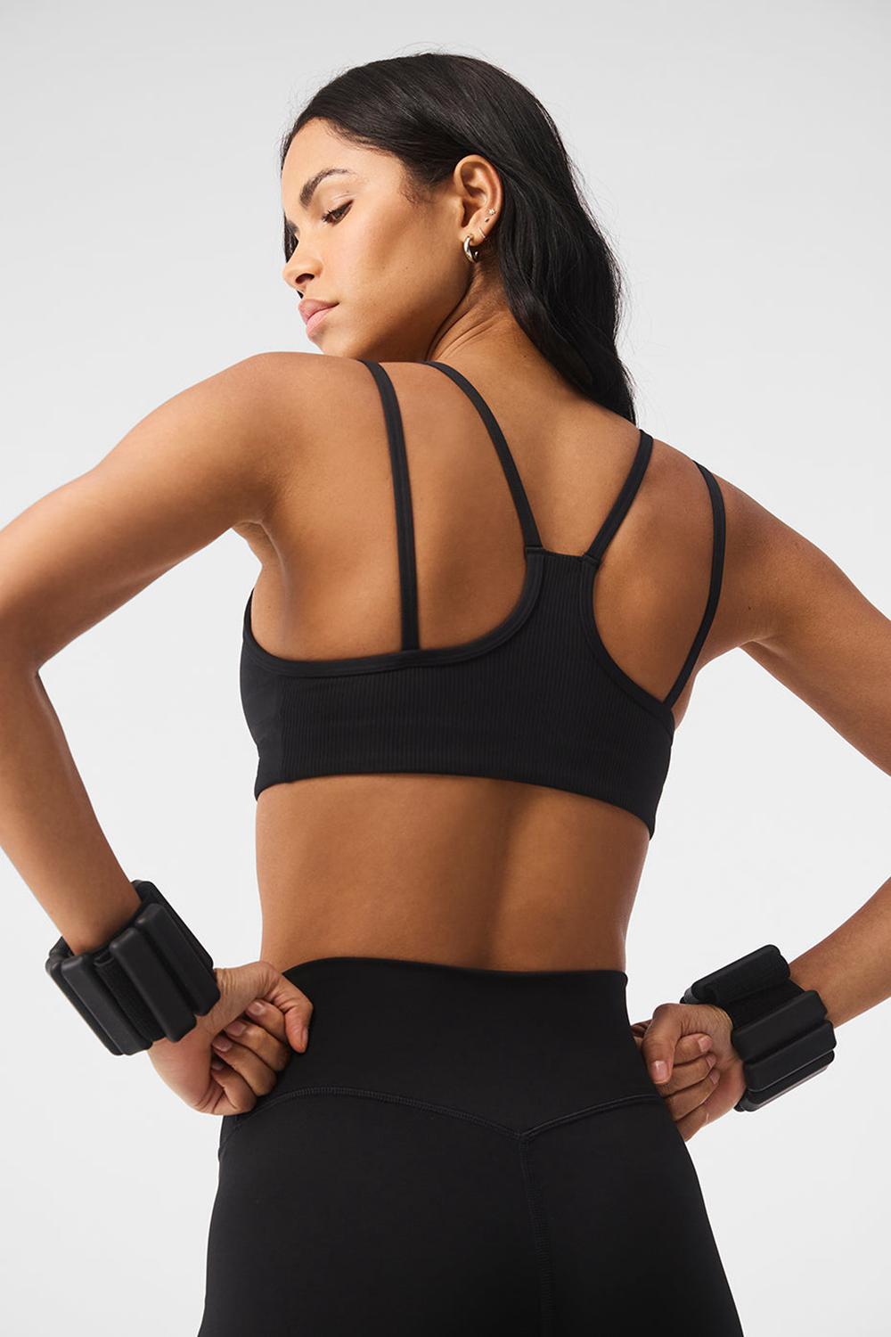 Sujetador Deportivo Alo Yoga Airlift Ribbed Jump Start V-Neck Mujer Negras | España  TWGB-81937