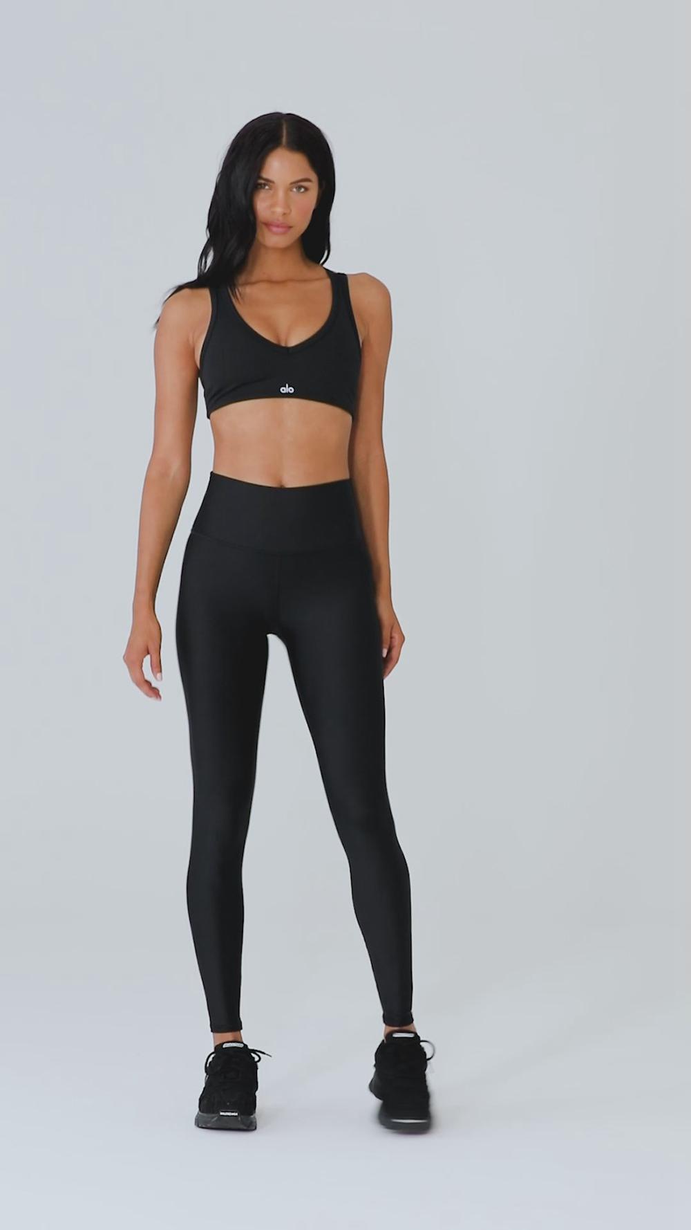 Sujetador Deportivo Alo Yoga Airlift Ribbed Jump Start V-Neck Mujer Negras | España  TWGB-81937