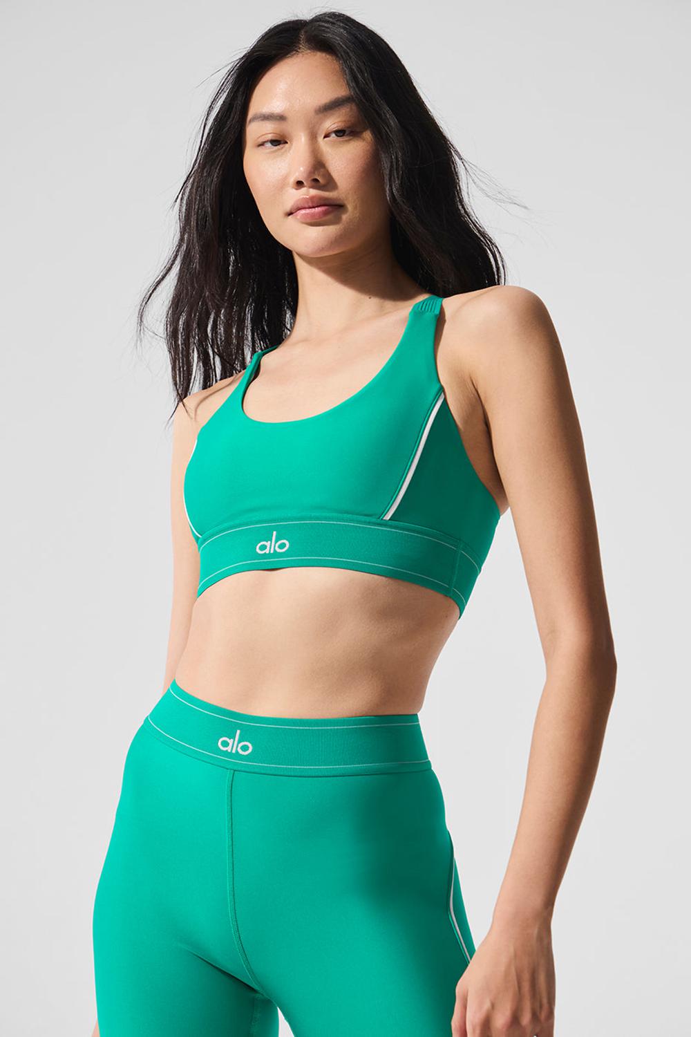 Sujetador Deportivo Alo Yoga Airlift Suit Up Mujer Verde Blancas | España  GNIP-96320