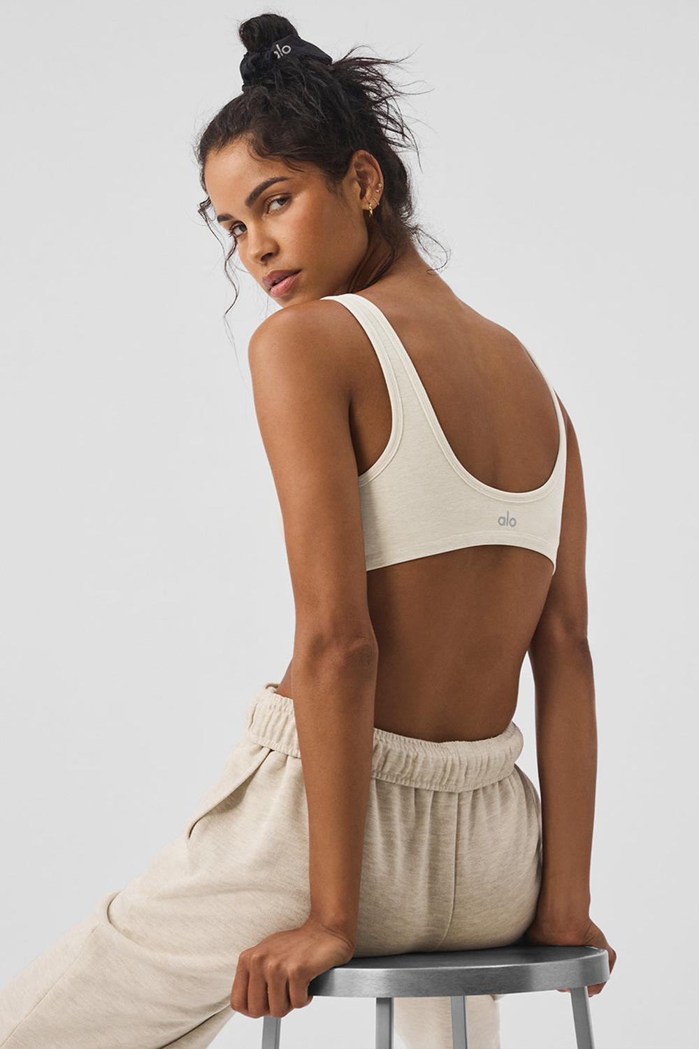 Sujetador Deportivo Alo Yoga Alosoft Center Stage Mujer Oatmeal Heather | España  MFTZ-76534