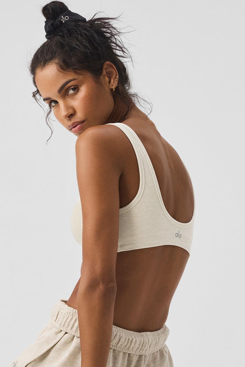 Sujetador Deportivo Alo Yoga Alosoft Center Stage Mujer Oatmeal Heather | España  MFTZ-76534