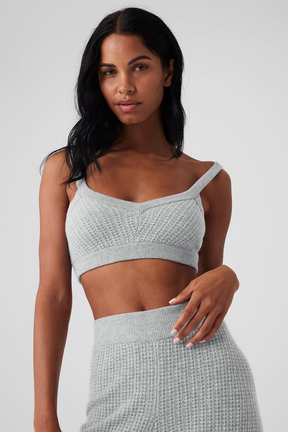 Sujetador Deportivo Alo Yoga Cashmere Plush Waffle V-Neck Mujer Gris | España  ZHNE-54017