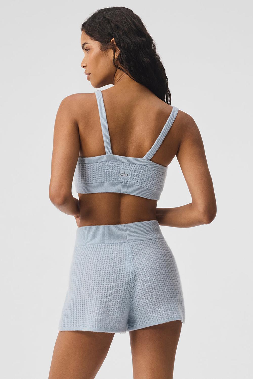 Sujetador Deportivo Alo Yoga Cashmere Plush Waffle V-Neck Mujer Azules | España  RYXM-67358