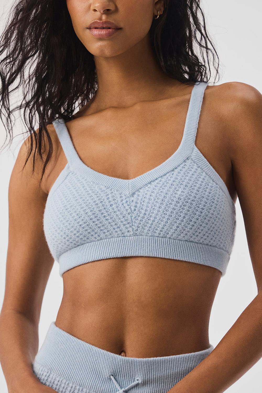 Sujetador Deportivo Alo Yoga Cashmere Plush Waffle V-Neck Mujer Azules | España  RYXM-67358