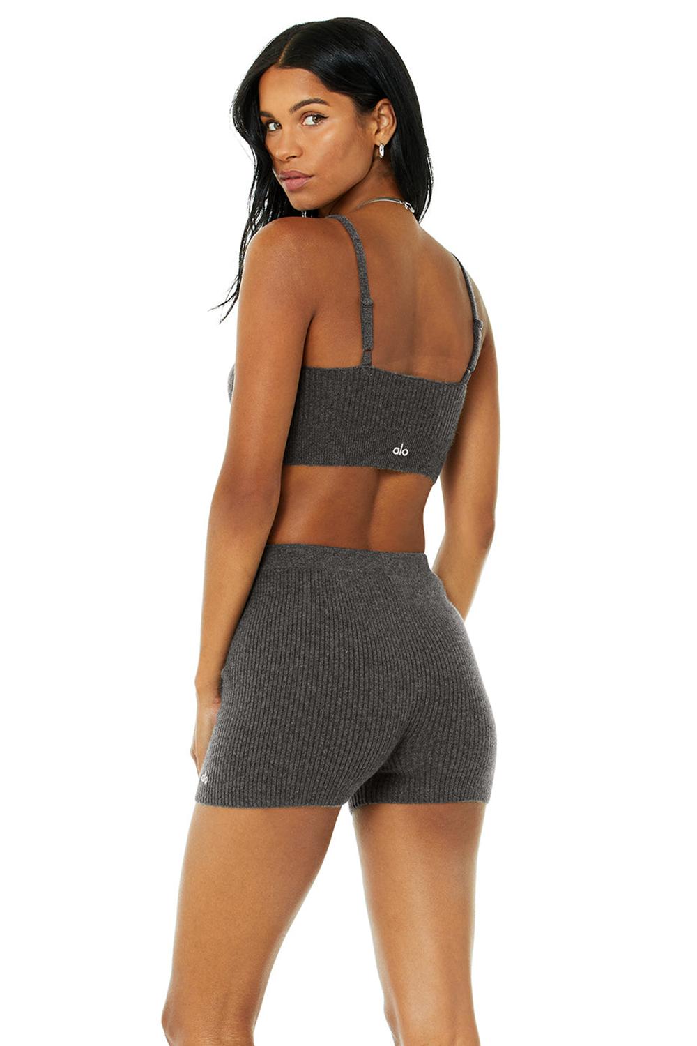 Sujetador Deportivo Alo Yoga Cashmere Ribbed Staycation Mujer Gris | España  VLIZ-21940