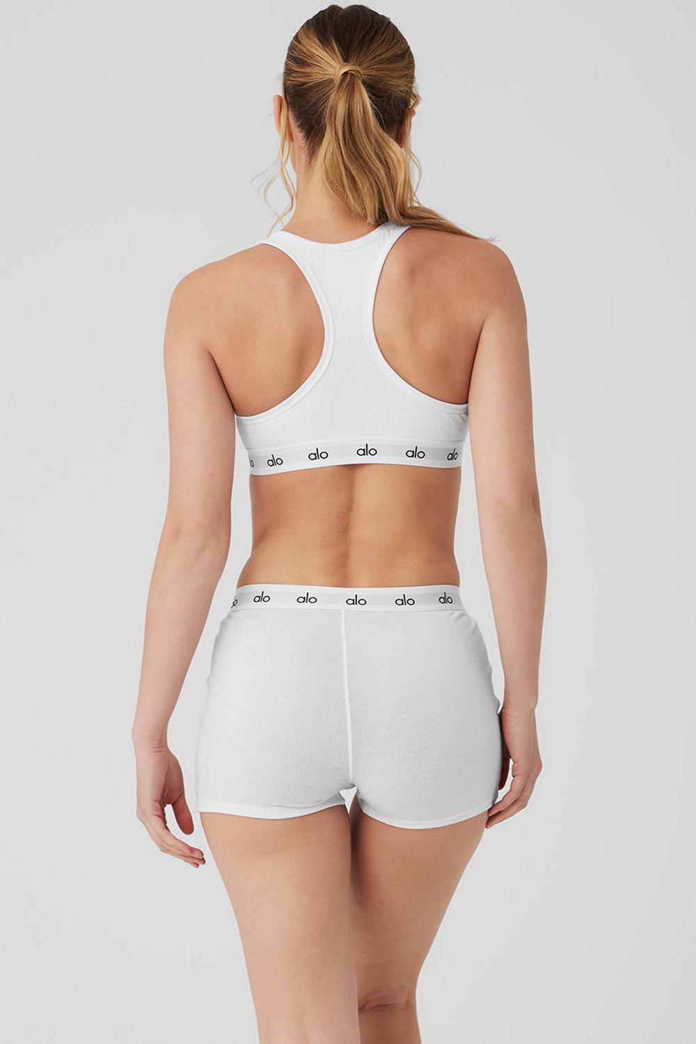 Sujetador Deportivo Alo Yoga Icon Ribbed Henley Mujer Blancas | España  XUQZ-32806