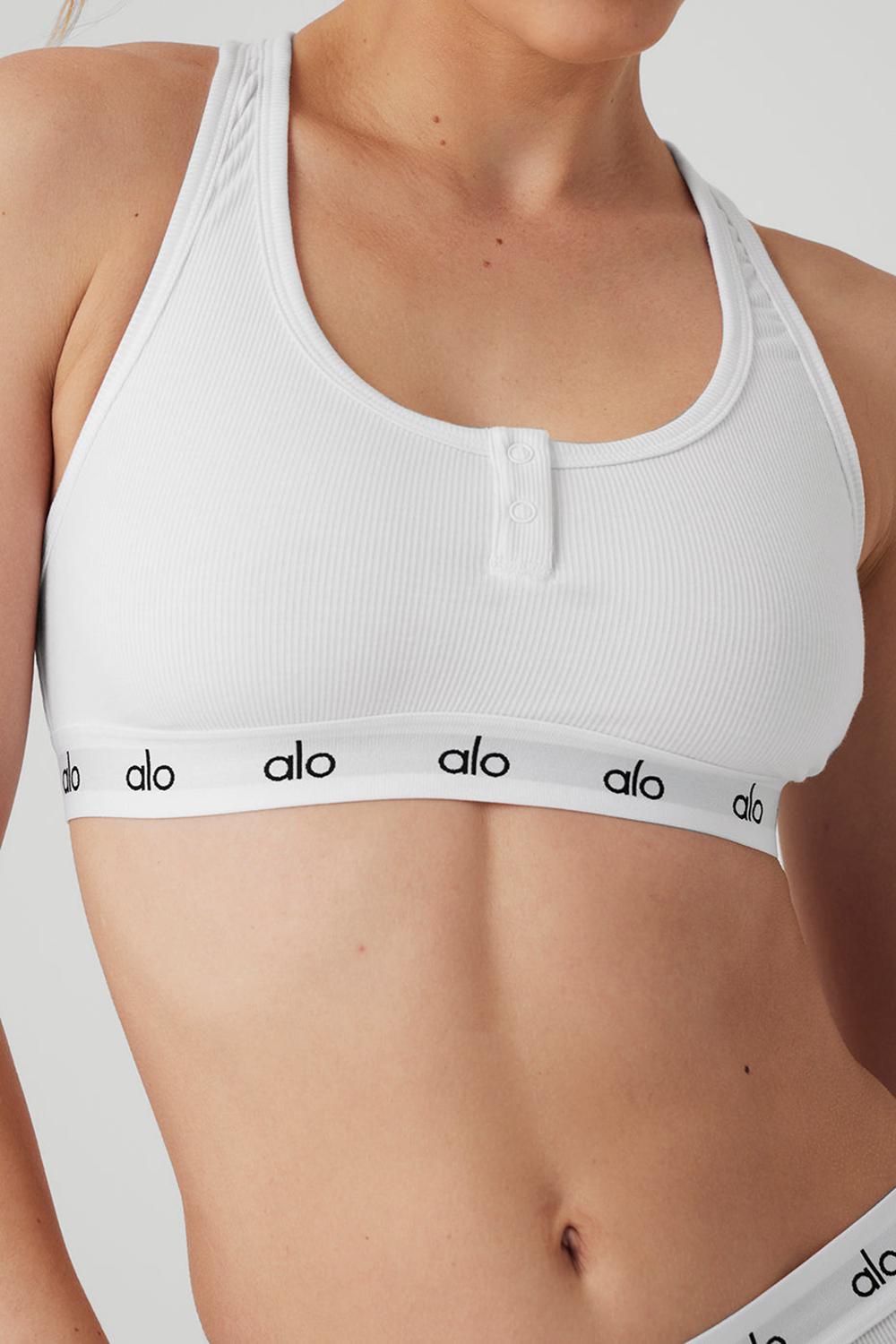 Sujetador Deportivo Alo Yoga Icon Ribbed Henley Mujer Blancas | España  XUQZ-32806