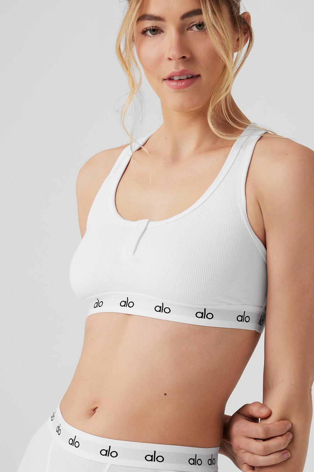 Sujetador Deportivo Alo Yoga Icon Ribbed Henley Mujer Blancas | España  XUQZ-32806
