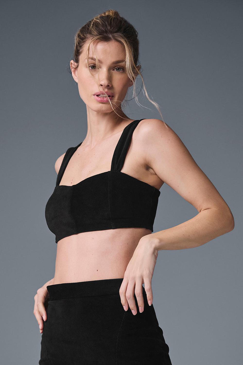 Sujetador Deportivo Alo Yoga Micro Corduroy Winter Break Mujer Negras | España  NEWX-59071