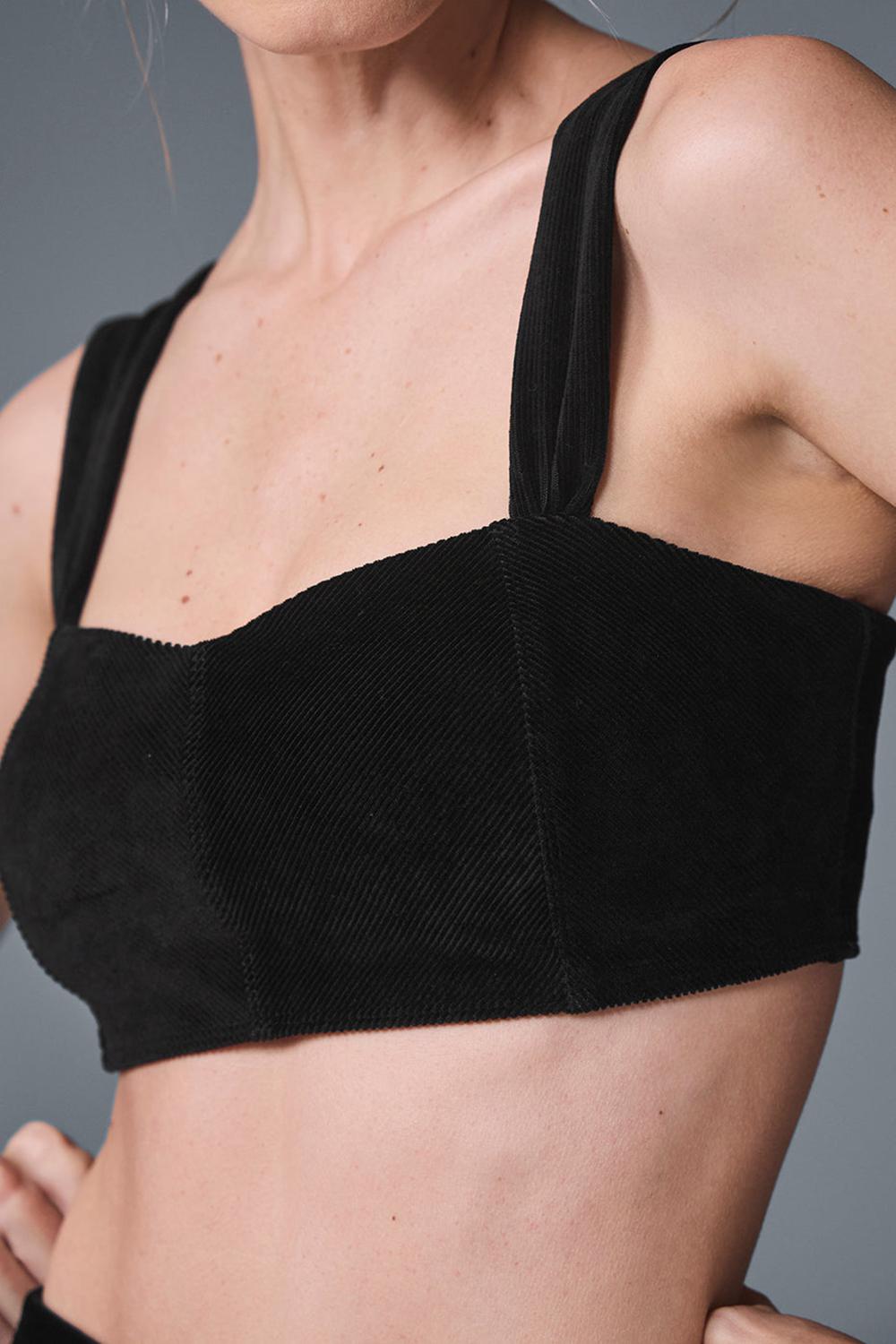 Sujetador Deportivo Alo Yoga Micro Corduroy Winter Break Mujer Negras | España  NEWX-59071
