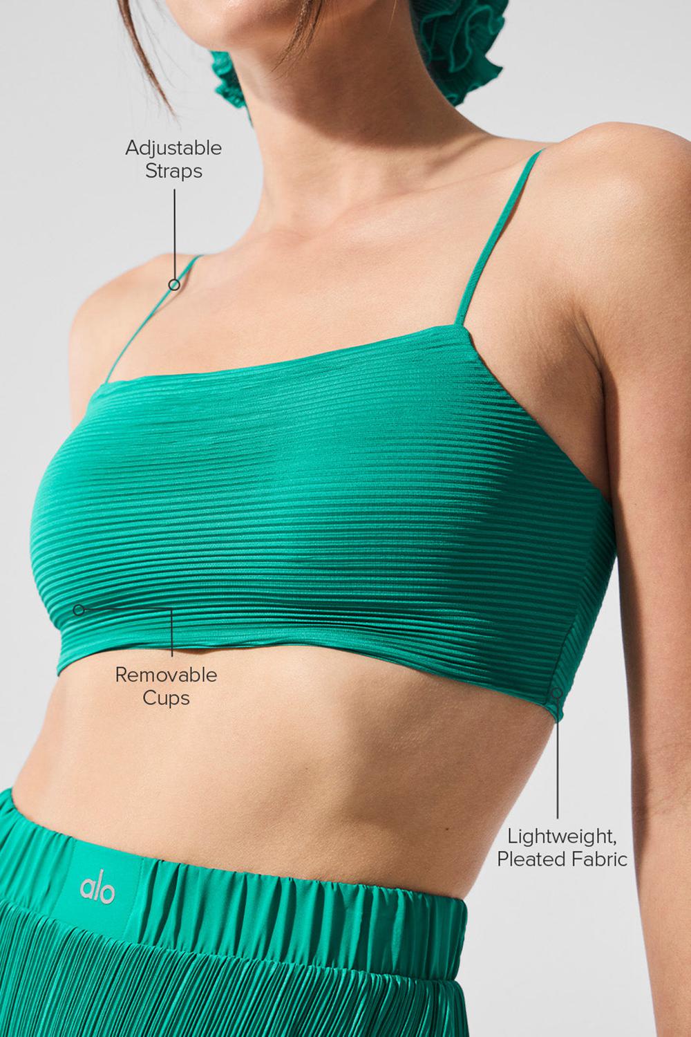 Sujetador Deportivo Alo Yoga Micro Plisse Game On Mujer Verde | España  KWQP-85710