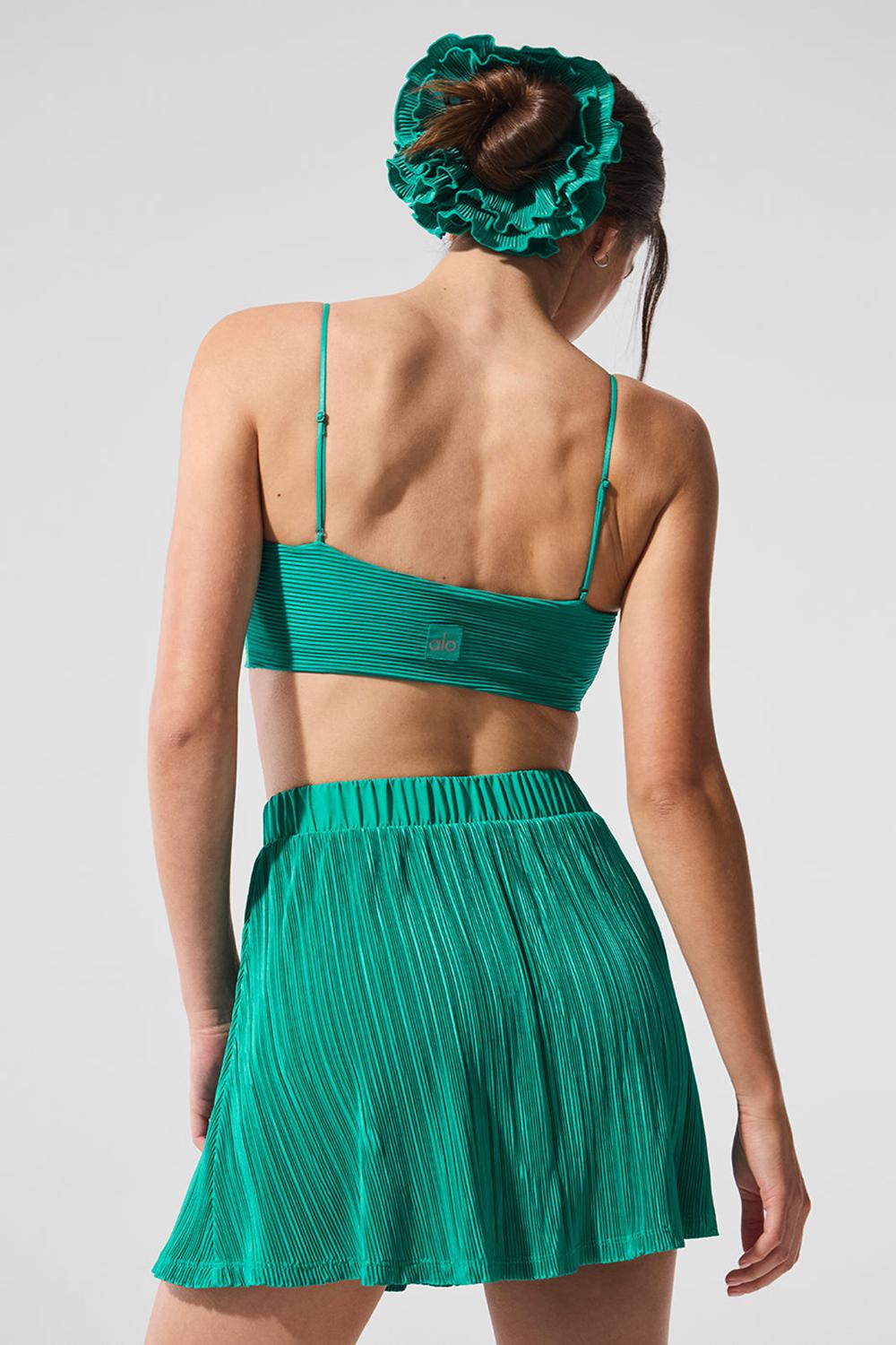Sujetador Deportivo Alo Yoga Micro Plisse Game On Mujer Verde | España  KWQP-85710