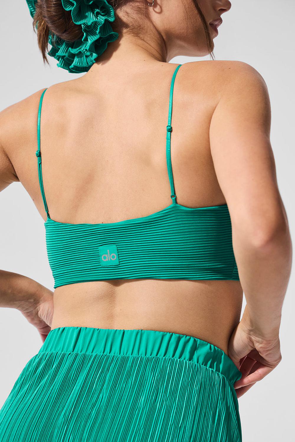 Sujetador Deportivo Alo Yoga Micro Plisse Game On Mujer Verde | España  KWQP-85710