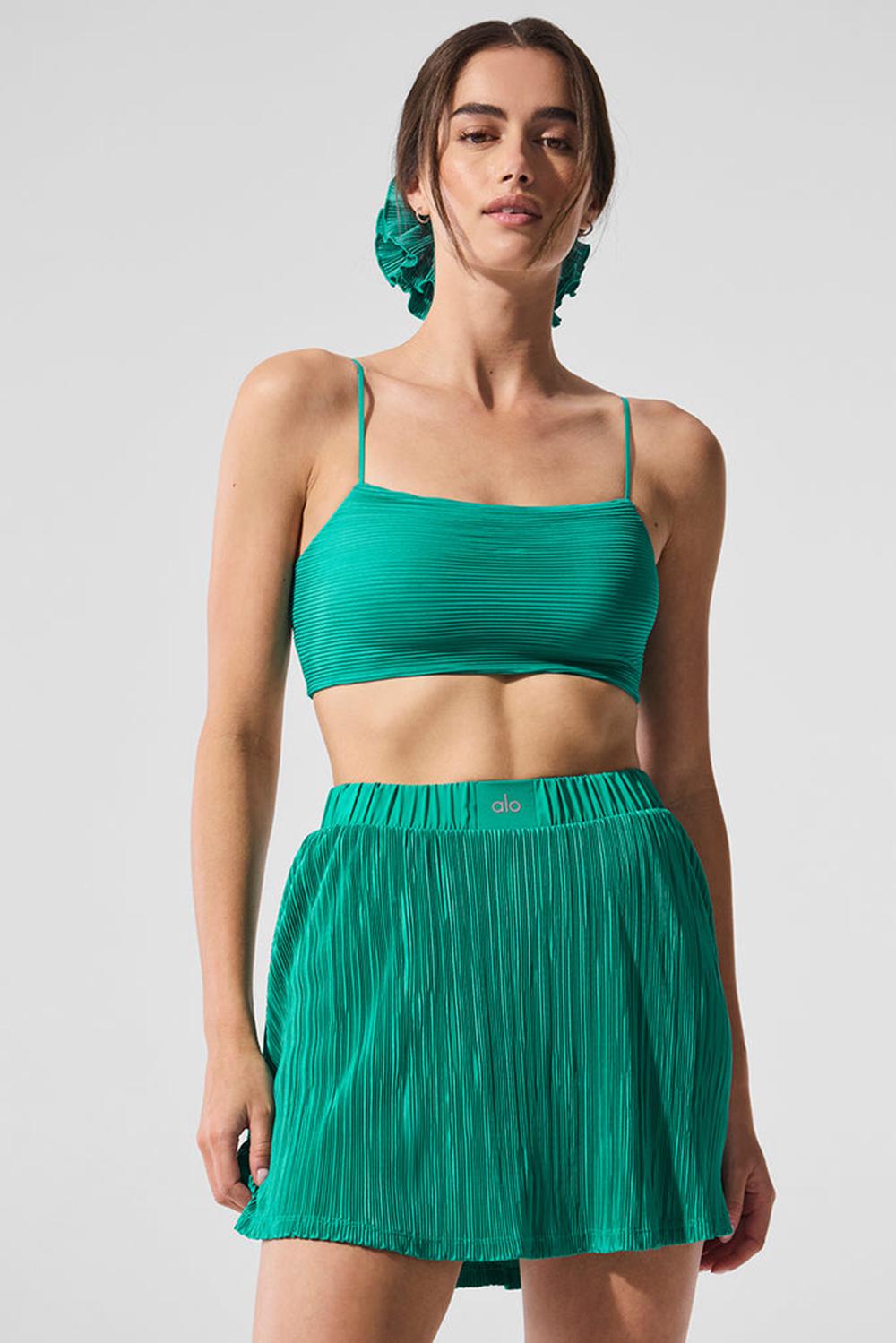 Sujetador Deportivo Alo Yoga Micro Plisse Game On Mujer Verde | España  KWQP-85710