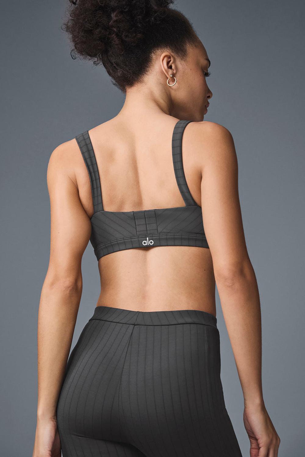 Sujetador Deportivo Alo Yoga Pinstripe Jacquard Captivate Mujer Negras | España  IUMN-35241