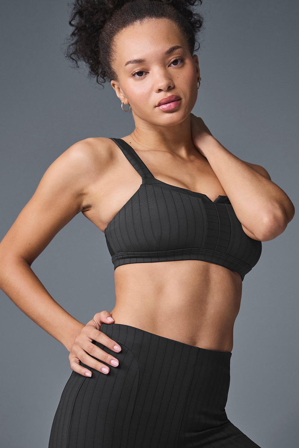 Sujetador Deportivo Alo Yoga Pinstripe Jacquard Captivate Mujer Negras | España  IUMN-35241