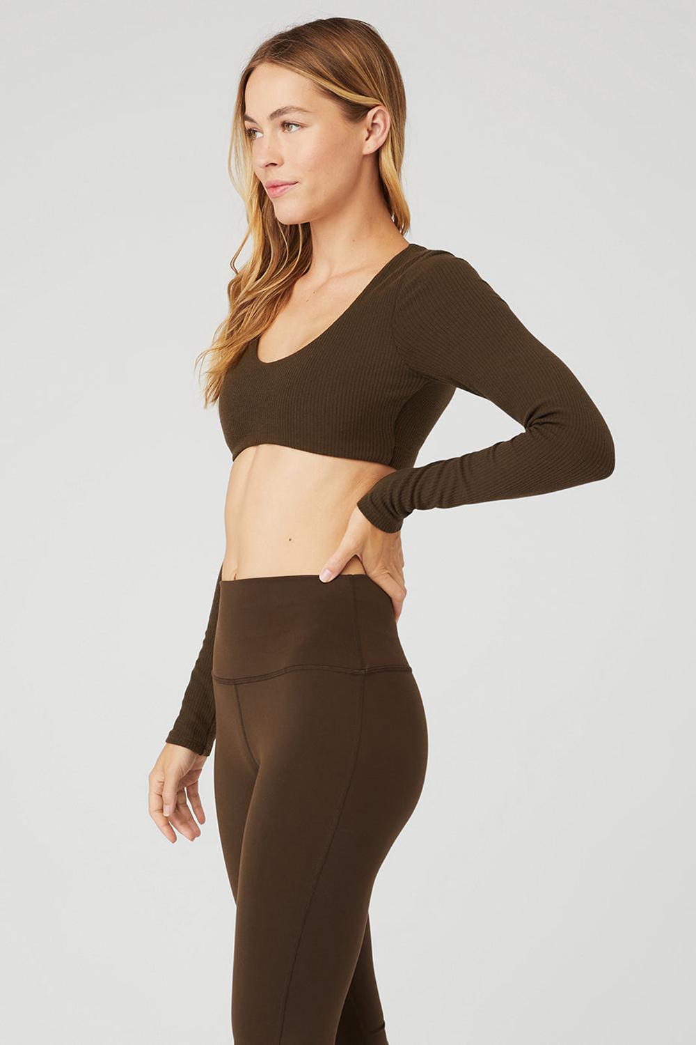 Sujetador Deportivo Alo Yoga Ribbed Defined Long Sleeve Mujer Espresso | España  ATOP-72156