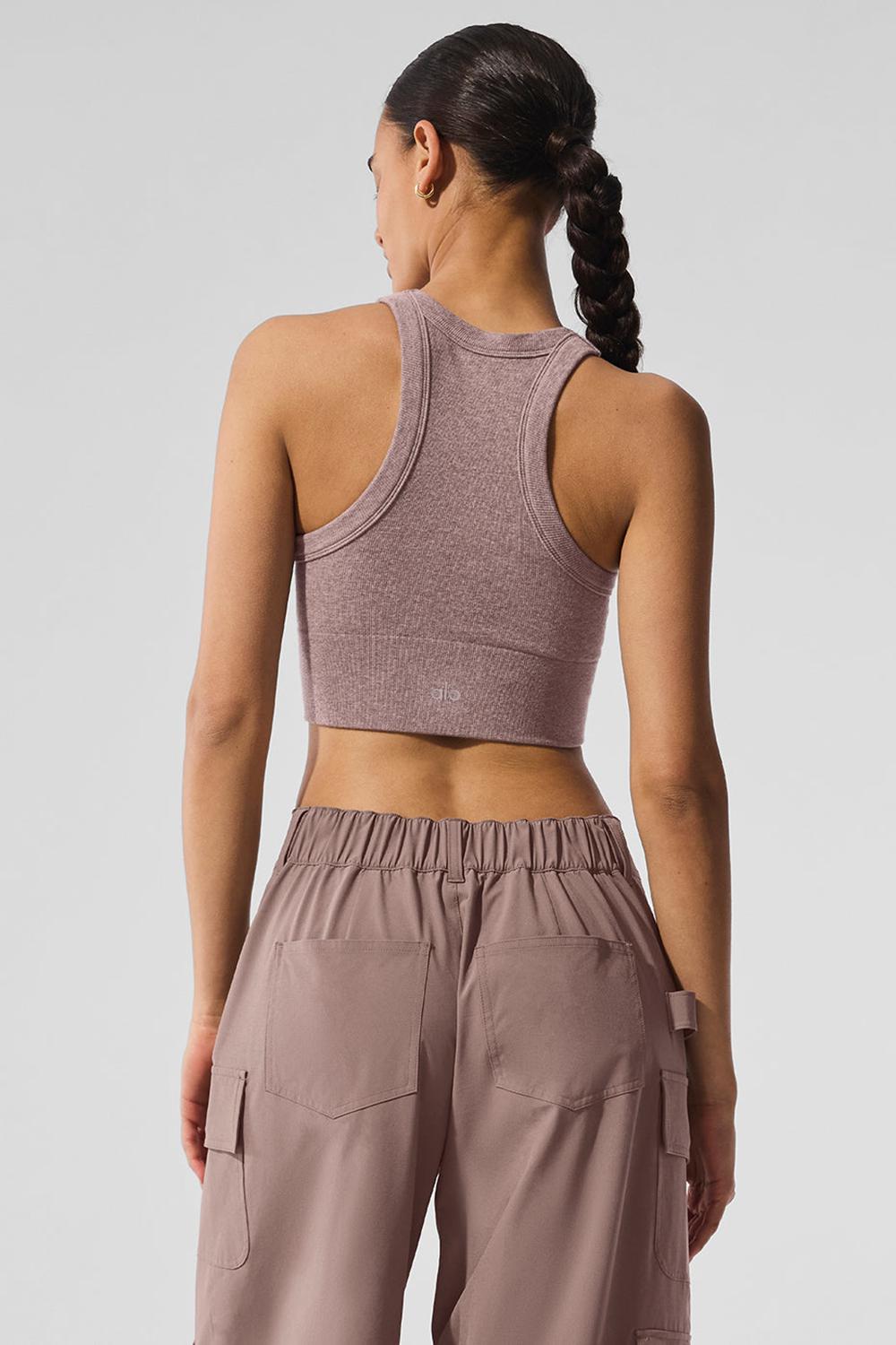 Sujetador Deportivo Alo Yoga Seamless Delight High Neck Mujer Mushroom Heather | España  KMVI-13426