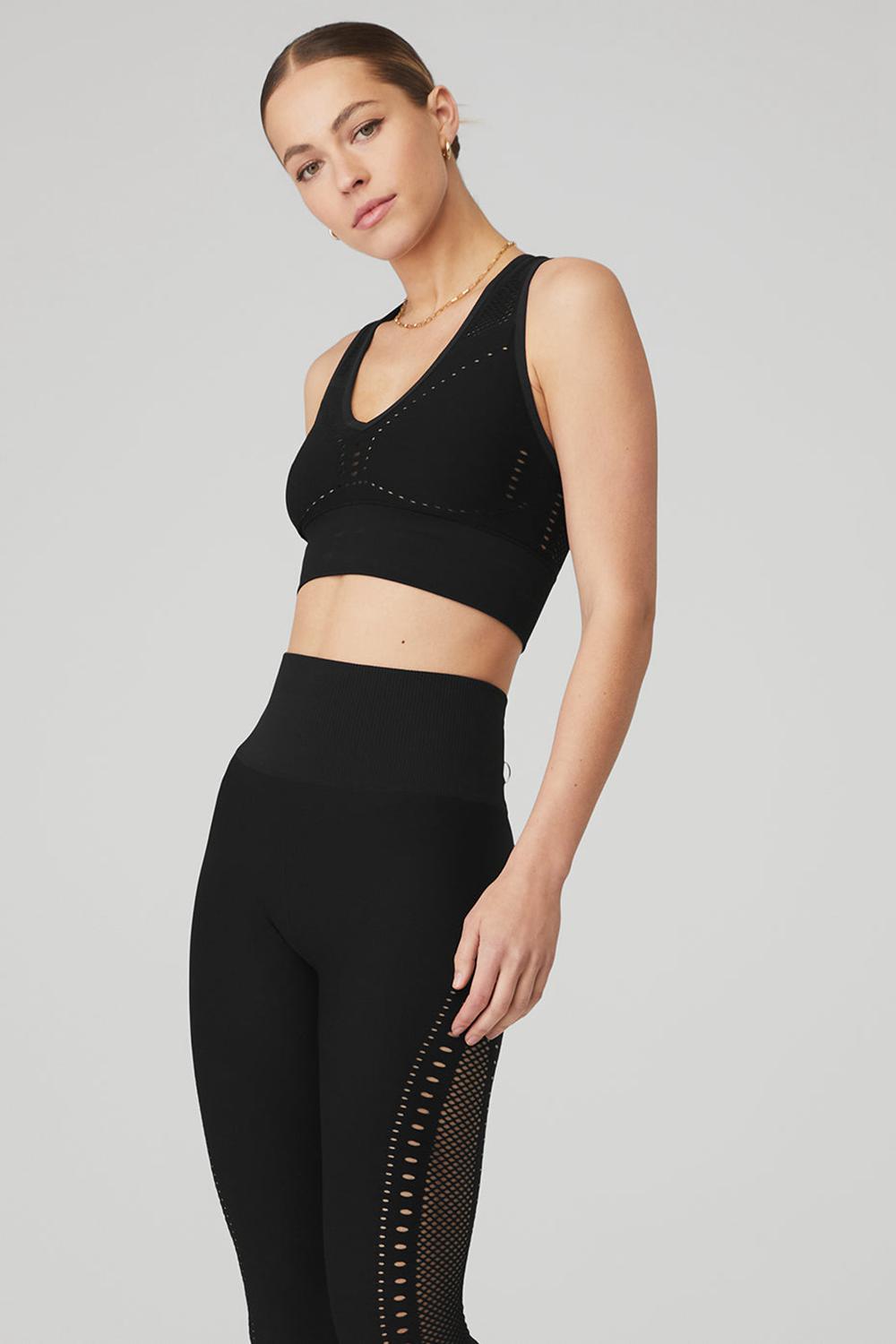 Sujetador Deportivo Alo Yoga Seamless Open Air Mujer Negras | España  CJWP-81750