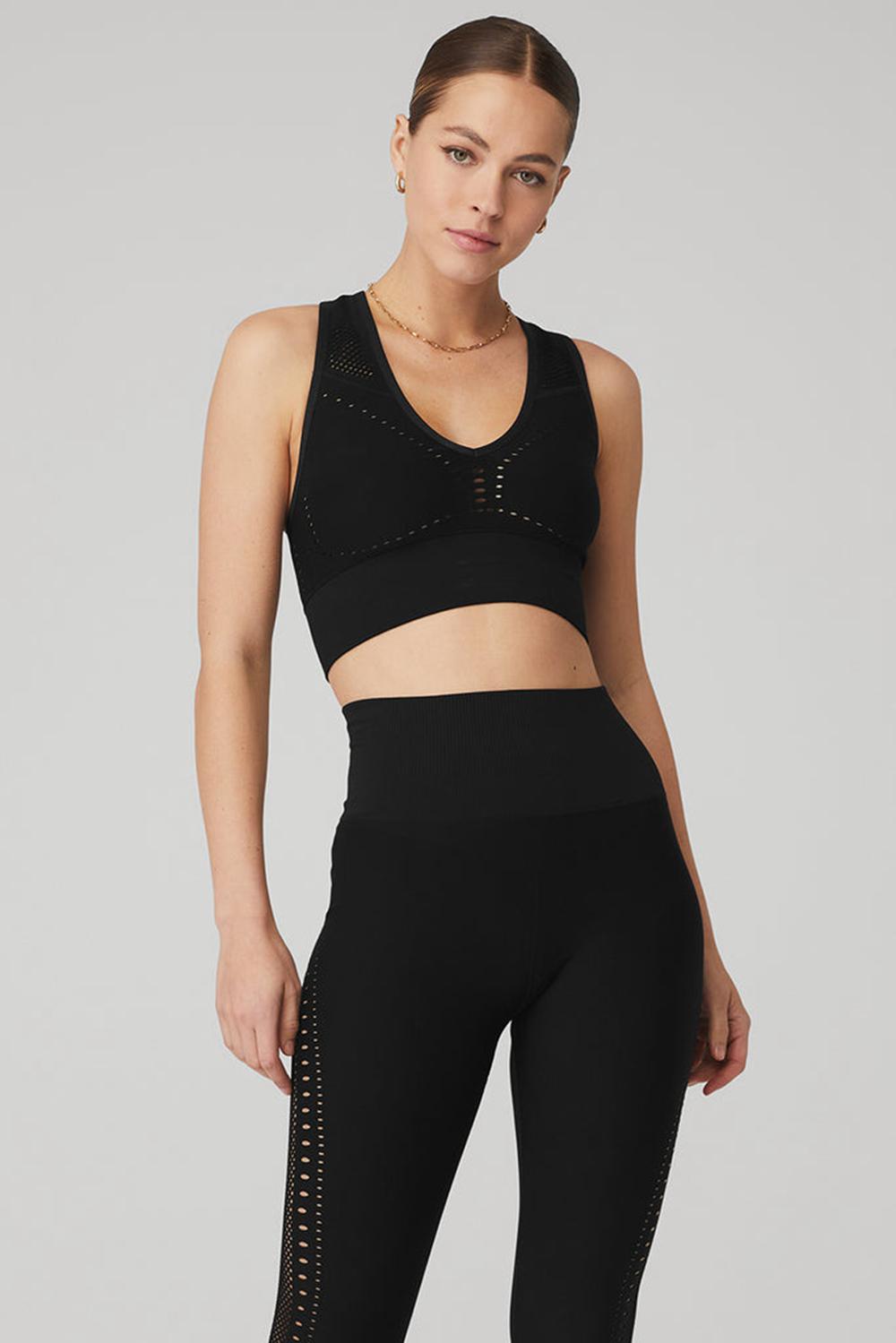 Sujetador Deportivo Alo Yoga Seamless Open Air Mujer Negras | España  CJWP-81750