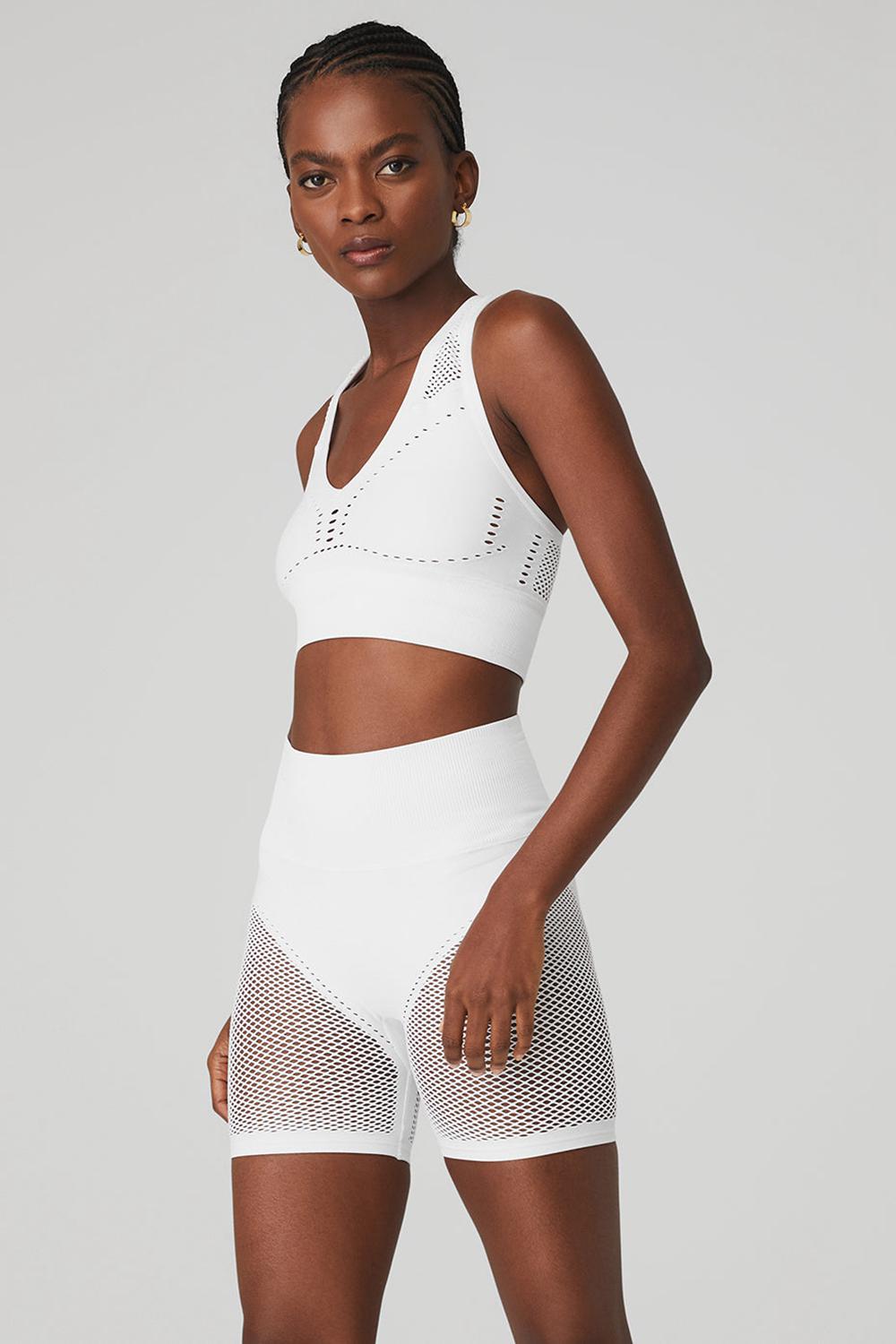 Sujetador Deportivo Alo Yoga Seamless Open Air Mujer Blancas | España  RUBA-76130