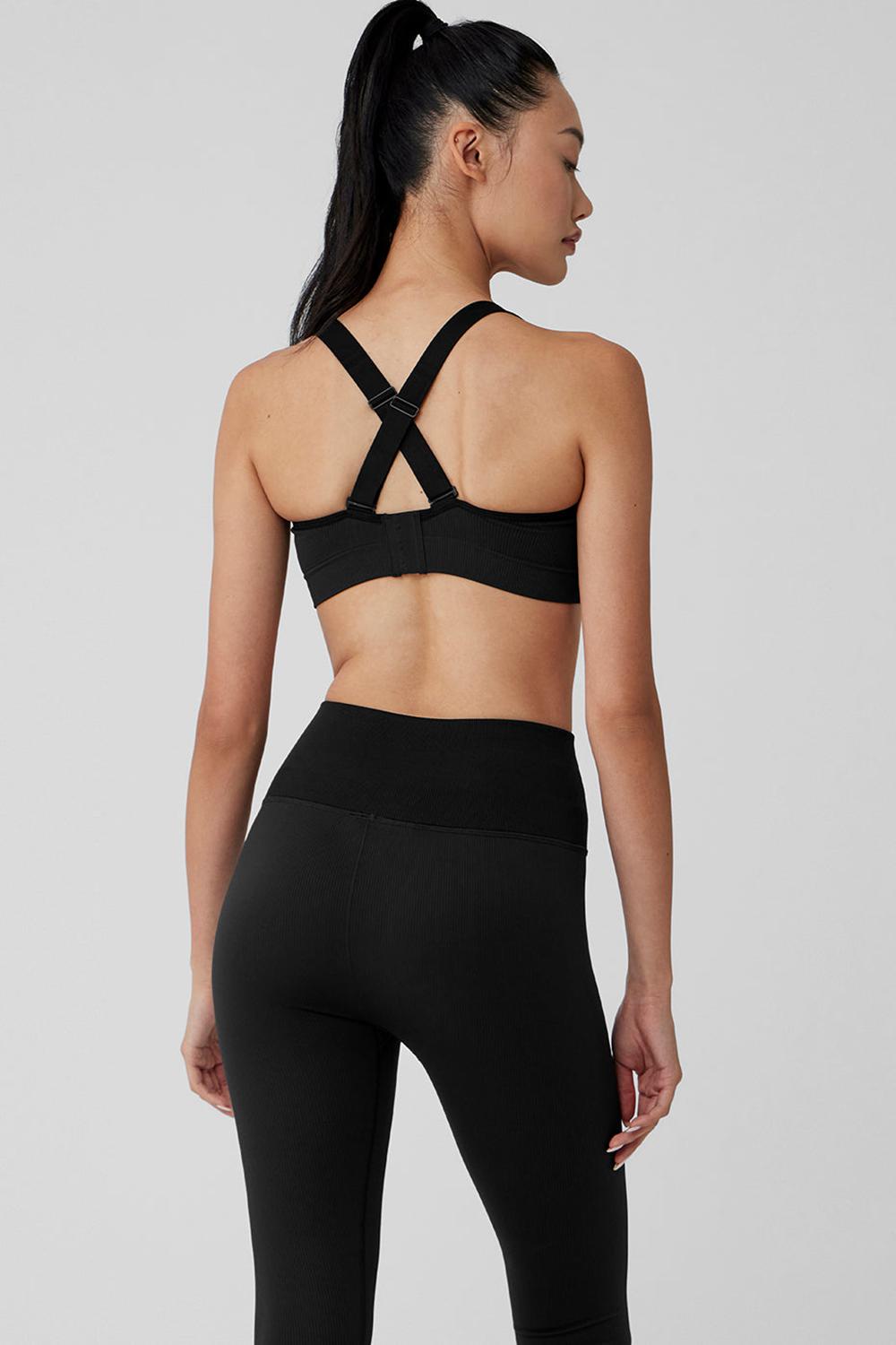 Sujetador Deportivo Alo Yoga Seamless Ribbed Favorite Mujer Negras | España  IFXB-72986