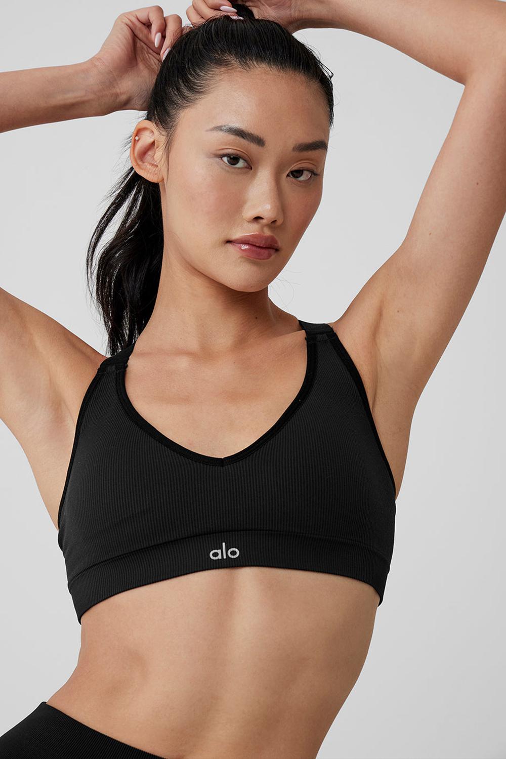 Sujetador Deportivo Alo Yoga Seamless Ribbed Favorite Mujer Negras | España  IFXB-72986