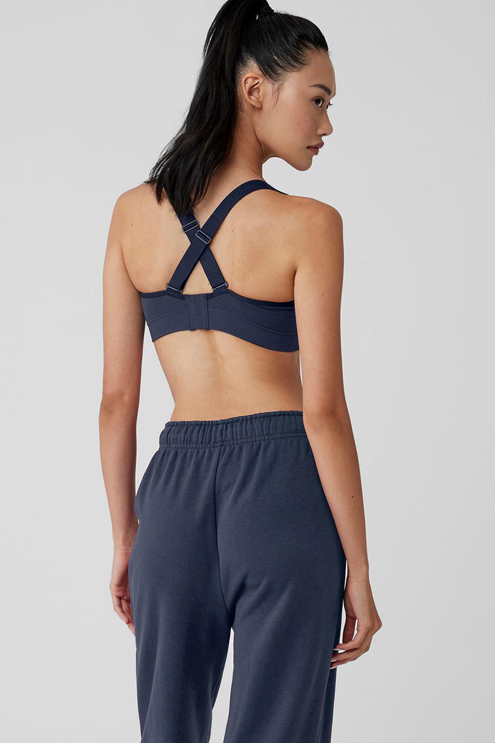 Sujetador Deportivo Alo Yoga Seamless Ribbed Favorite Mujer Azul Marino | España  OPZV-89061