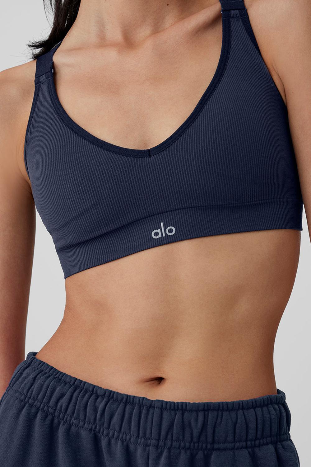 Sujetador Deportivo Alo Yoga Seamless Ribbed Favorite Mujer Azul Marino | España  OPZV-89061