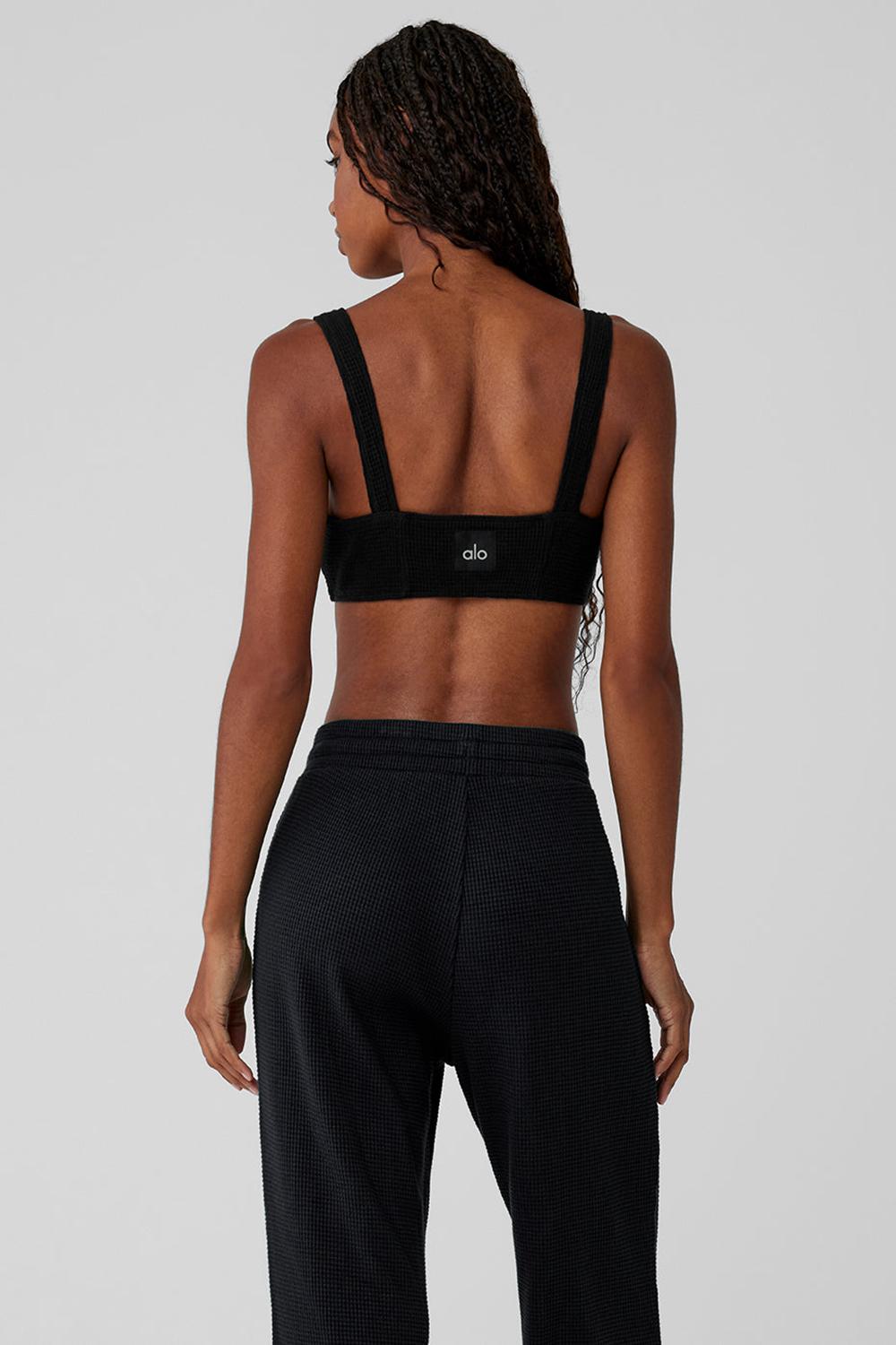 Sujetador Deportivo Alo Yoga Waffle Weekend Escape Mujer Negras | España  TIKW-05364