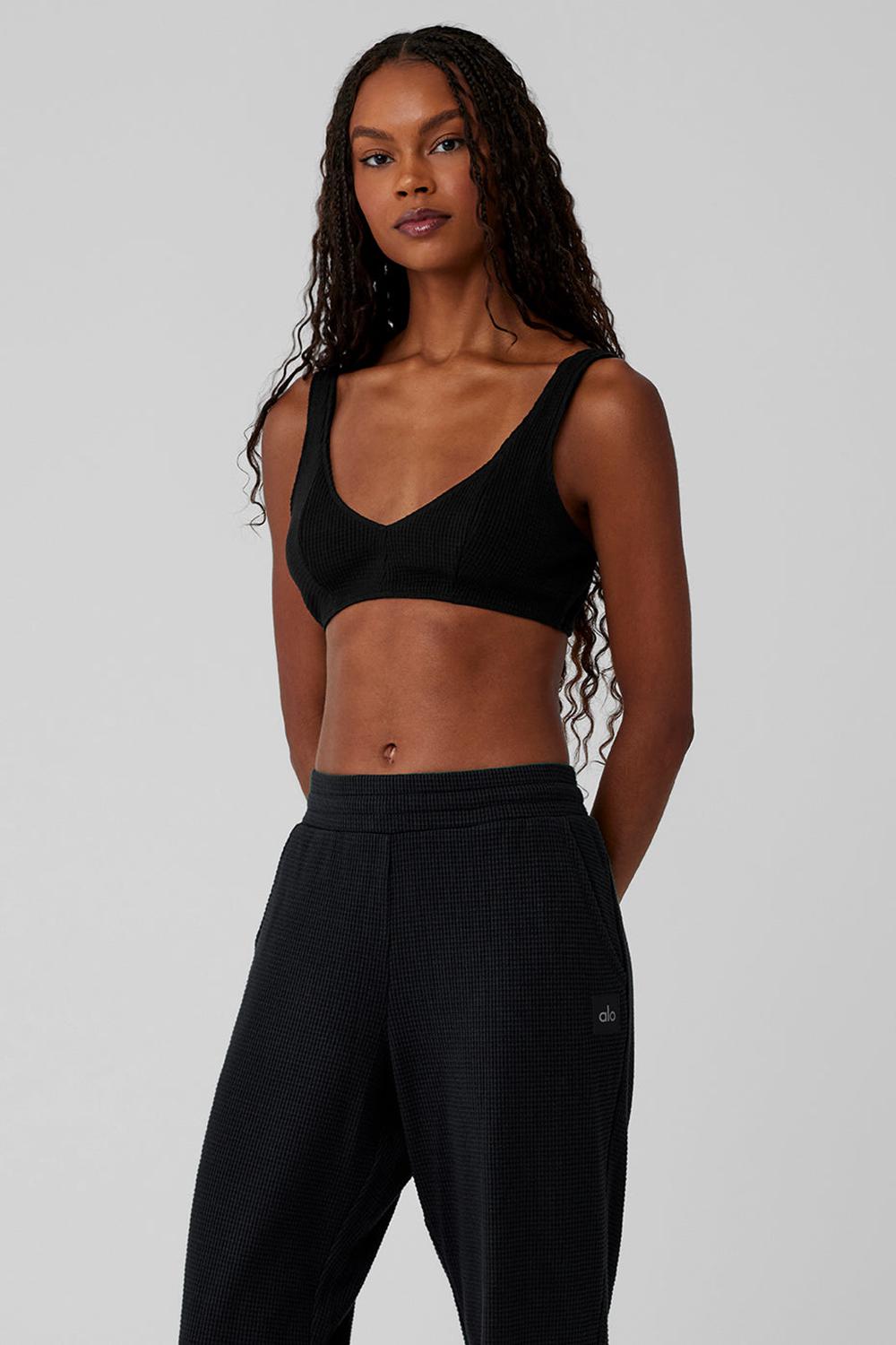Sujetador Deportivo Alo Yoga Waffle Weekend Escape Mujer Negras | España  TIKW-05364