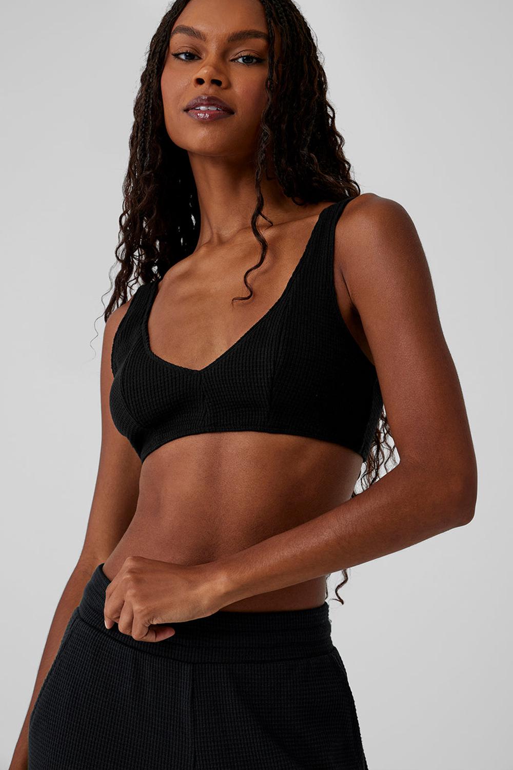 Sujetador Deportivo Alo Yoga Waffle Weekend Escape Mujer Negras | España  TIKW-05364