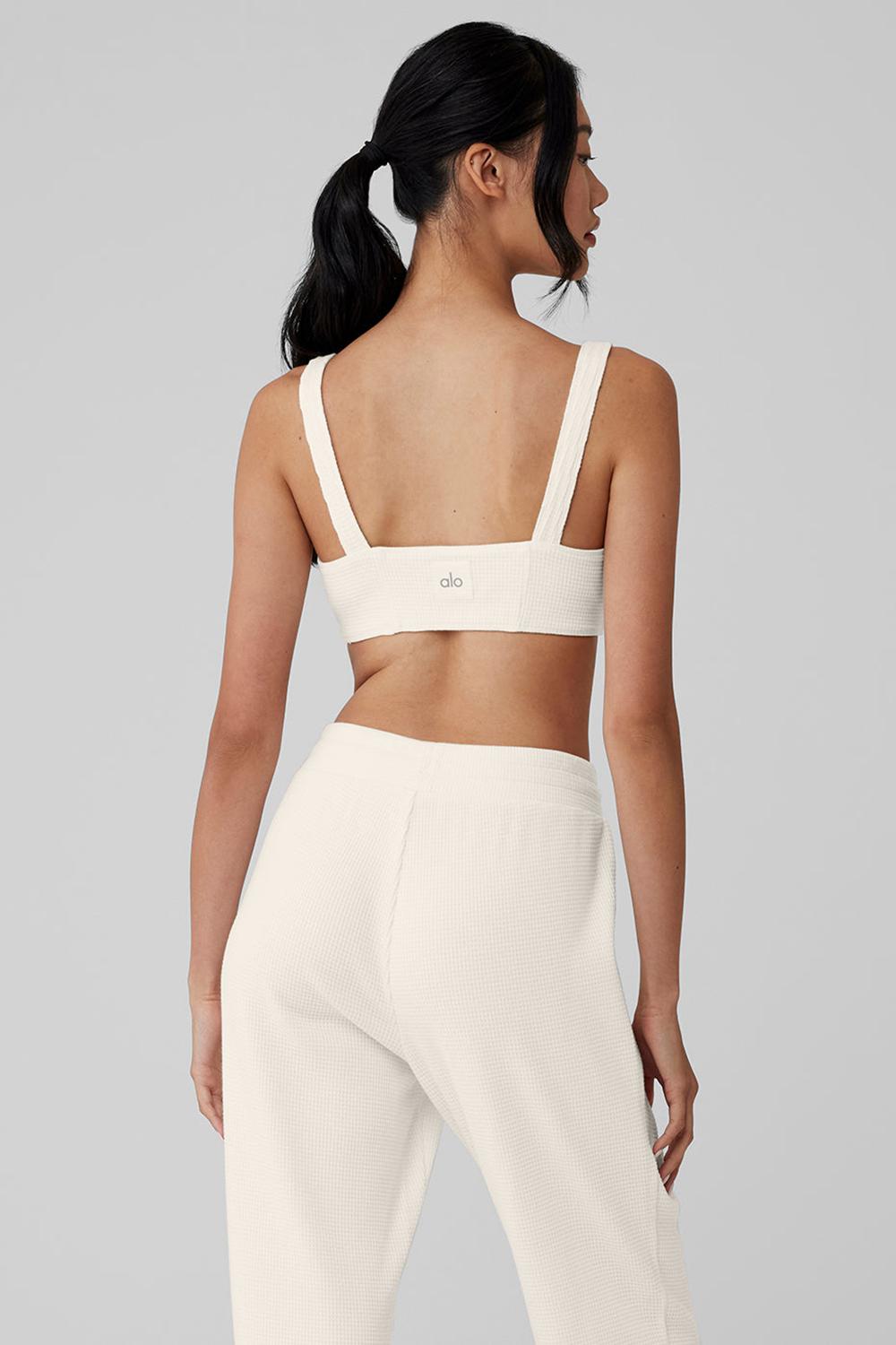Sujetador Deportivo Alo Yoga Waffle Weekend Escape Mujer Ivory | España  YQBC-27935
