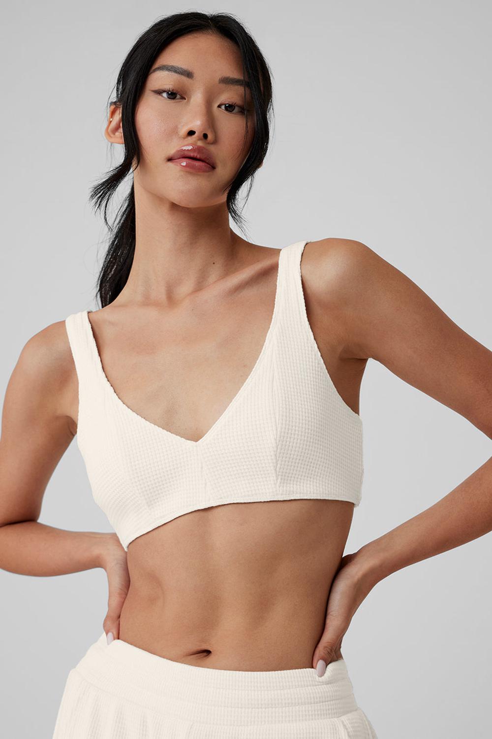Sujetador Deportivo Alo Yoga Waffle Weekend Escape Mujer Ivory | España  YQBC-27935