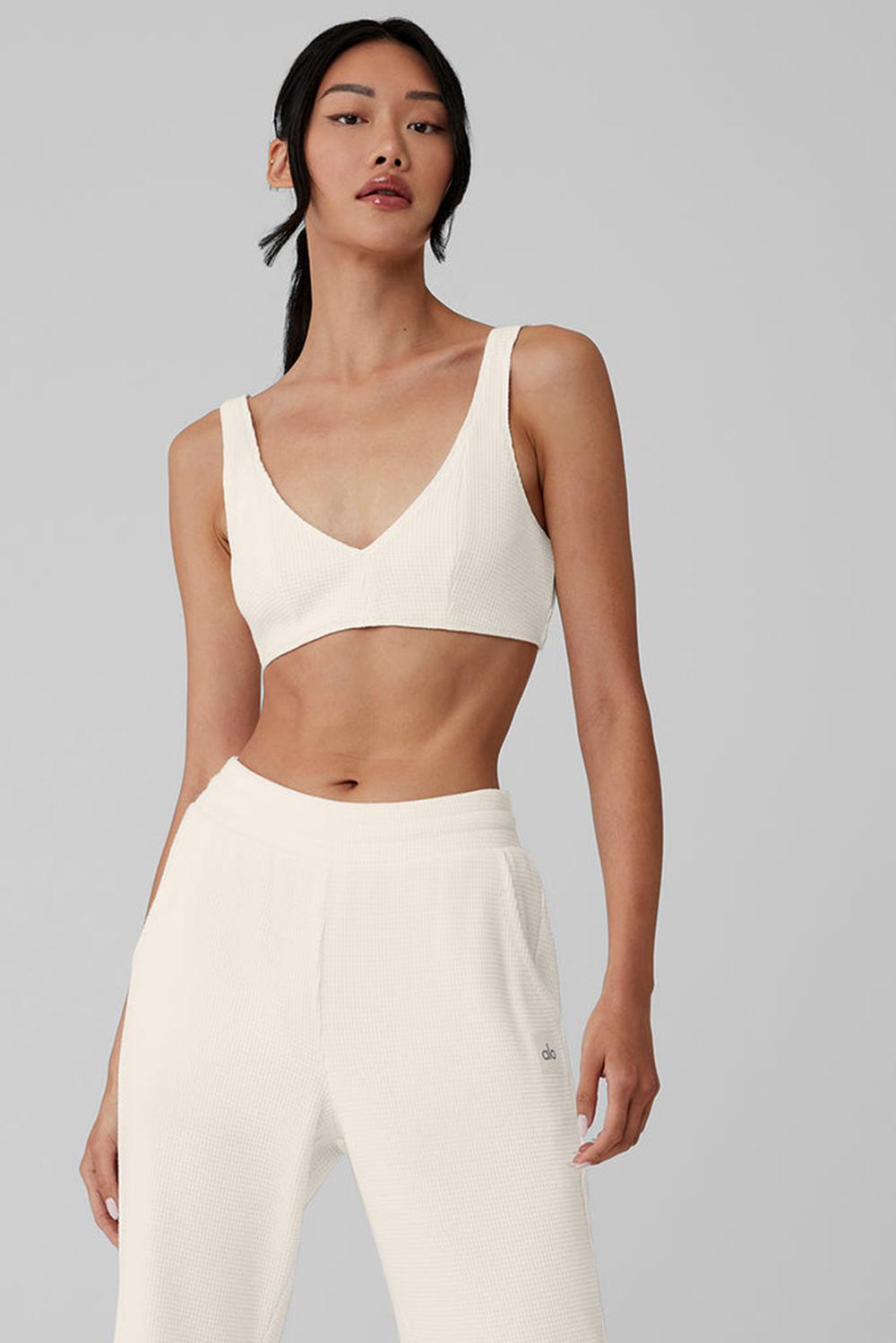 Sujetador Deportivo Alo Yoga Waffle Weekend Escape Mujer Ivory | España  YQBC-27935