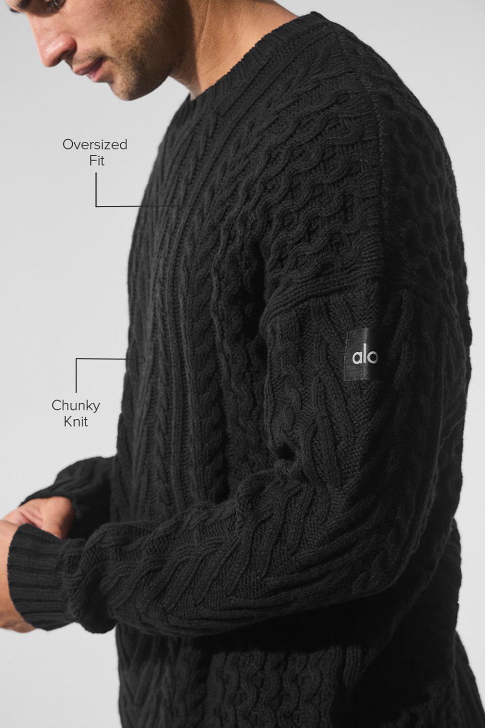 Suéteres Alo Yoga Cable Knit Crew Neck Hombre Negras | España  TUCF-36809