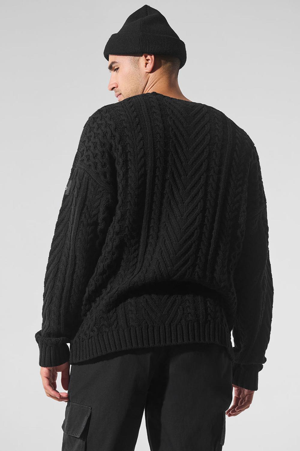 Suéteres Alo Yoga Cable Knit Crew Neck Hombre Negras | España  TUCF-36809